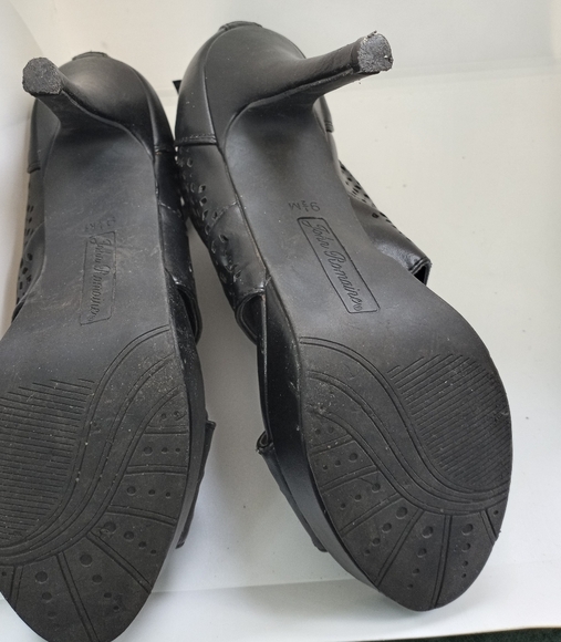 John Romaine double strap buckle perforated open toe heels - Picture 5 of 15